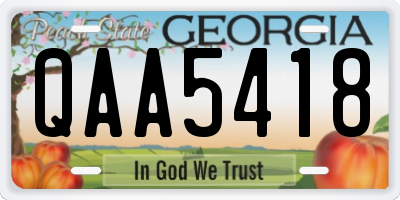 GA license plate QAA5418