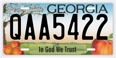 GA license plate QAA5422