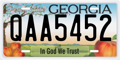 GA license plate QAA5452