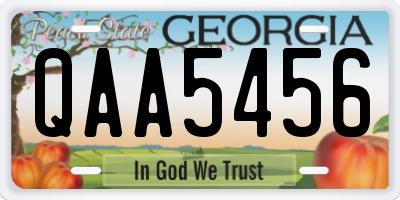GA license plate QAA5456