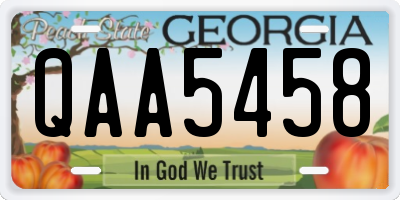GA license plate QAA5458