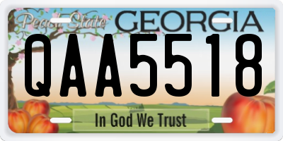 GA license plate QAA5518