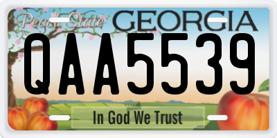 GA license plate QAA5539