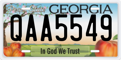 GA license plate QAA5549