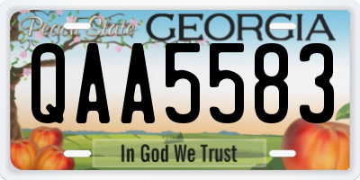 GA license plate QAA5583