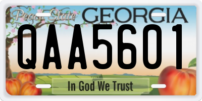 GA license plate QAA5601