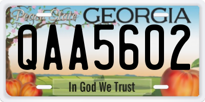 GA license plate QAA5602