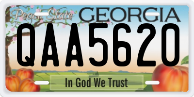 GA license plate QAA5620