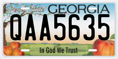 GA license plate QAA5635