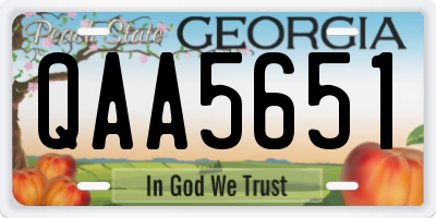 GA license plate QAA5651