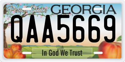 GA license plate QAA5669