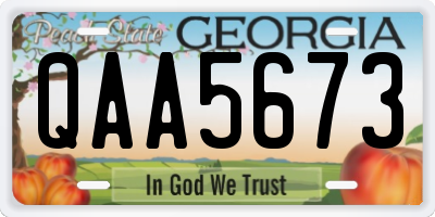 GA license plate QAA5673
