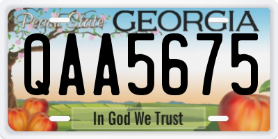 GA license plate QAA5675