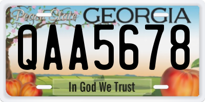 GA license plate QAA5678