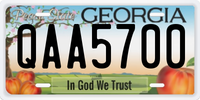 GA license plate QAA5700