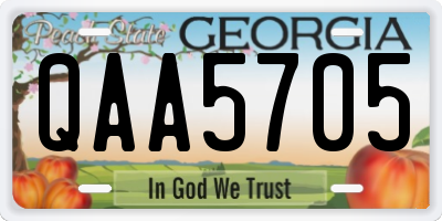 GA license plate QAA5705