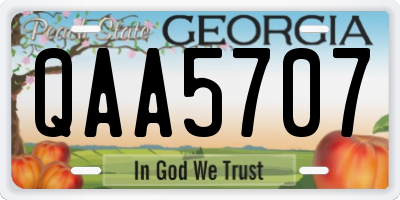 GA license plate QAA5707