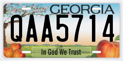 GA license plate QAA5714