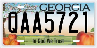 GA license plate QAA5721