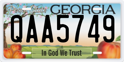 GA license plate QAA5749