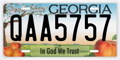 GA license plate QAA5757