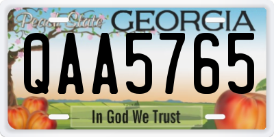 GA license plate QAA5765