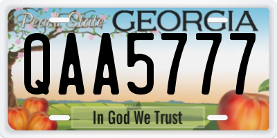 GA license plate QAA5777