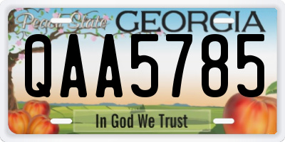 GA license plate QAA5785