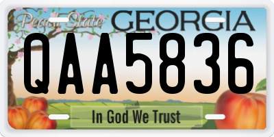 GA license plate QAA5836