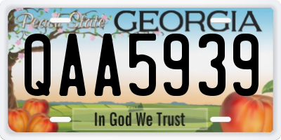 GA license plate QAA5939