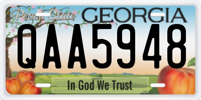 GA license plate QAA5948