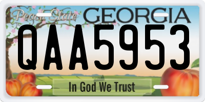 GA license plate QAA5953