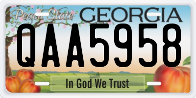 GA license plate QAA5958