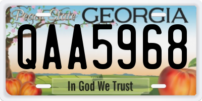GA license plate QAA5968