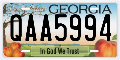 GA license plate QAA5994