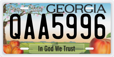 GA license plate QAA5996