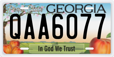 GA license plate QAA6077