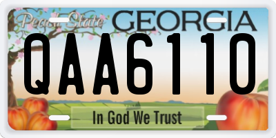GA license plate QAA6110