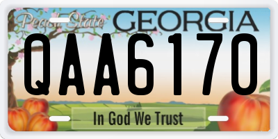 GA license plate QAA6170