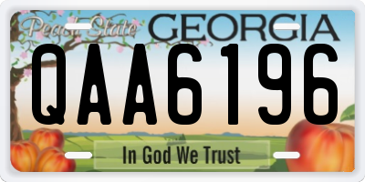 GA license plate QAA6196