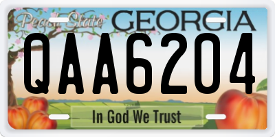 GA license plate QAA6204