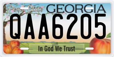 GA license plate QAA6205