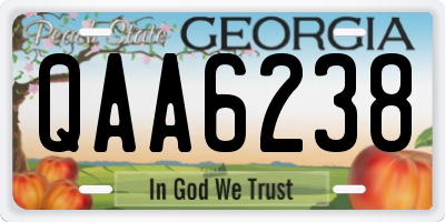 GA license plate QAA6238