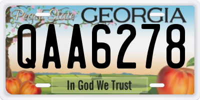 GA license plate QAA6278