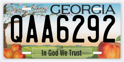 GA license plate QAA6292