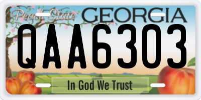 GA license plate QAA6303