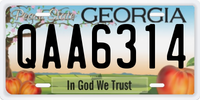 GA license plate QAA6314