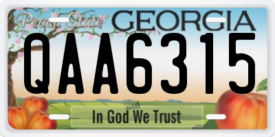 GA license plate QAA6315