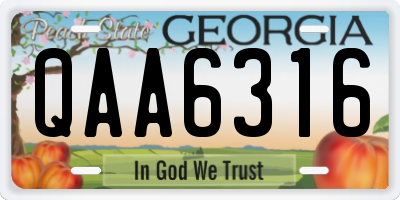 GA license plate QAA6316