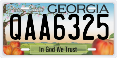 GA license plate QAA6325